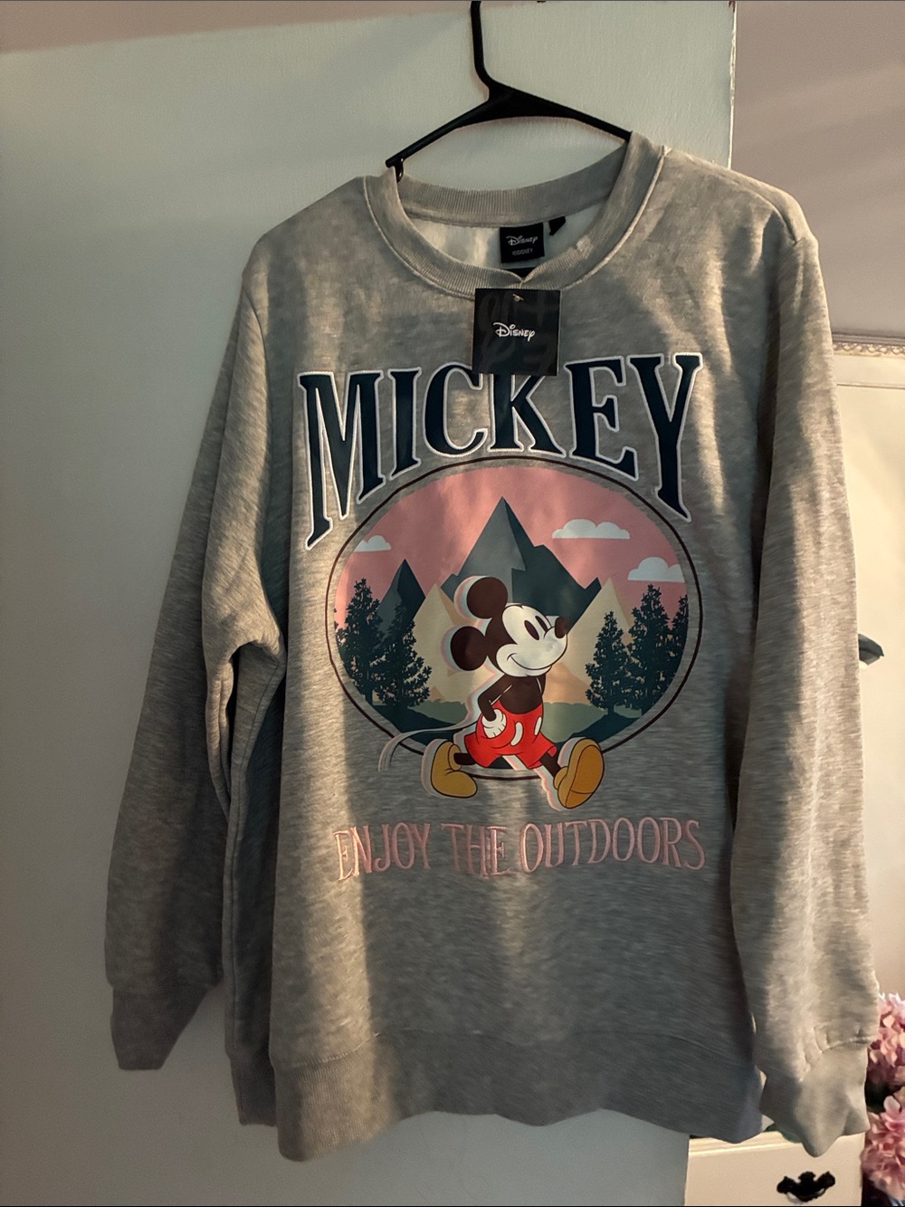 Disney Grey Women’s  Sweatshirt with Mickey Outdoor Graphic NWT Size 2X